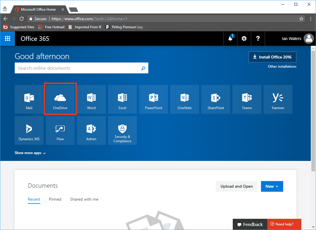 using onedrive